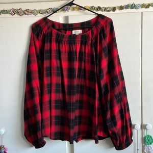 LOFT Plaid Blouse